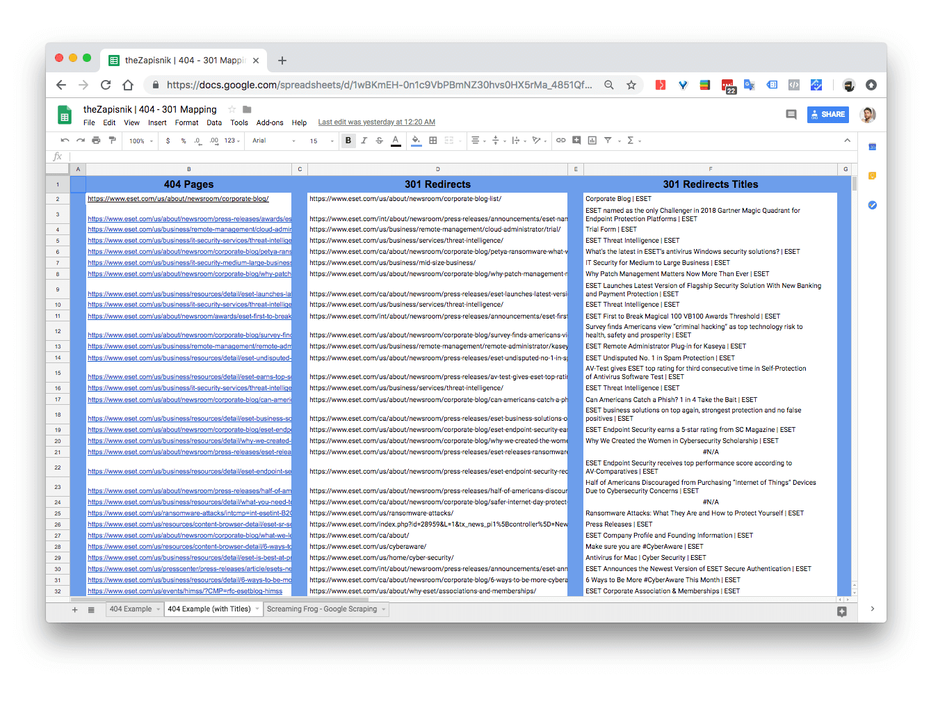 404 - mapovanie stranok s titulkami